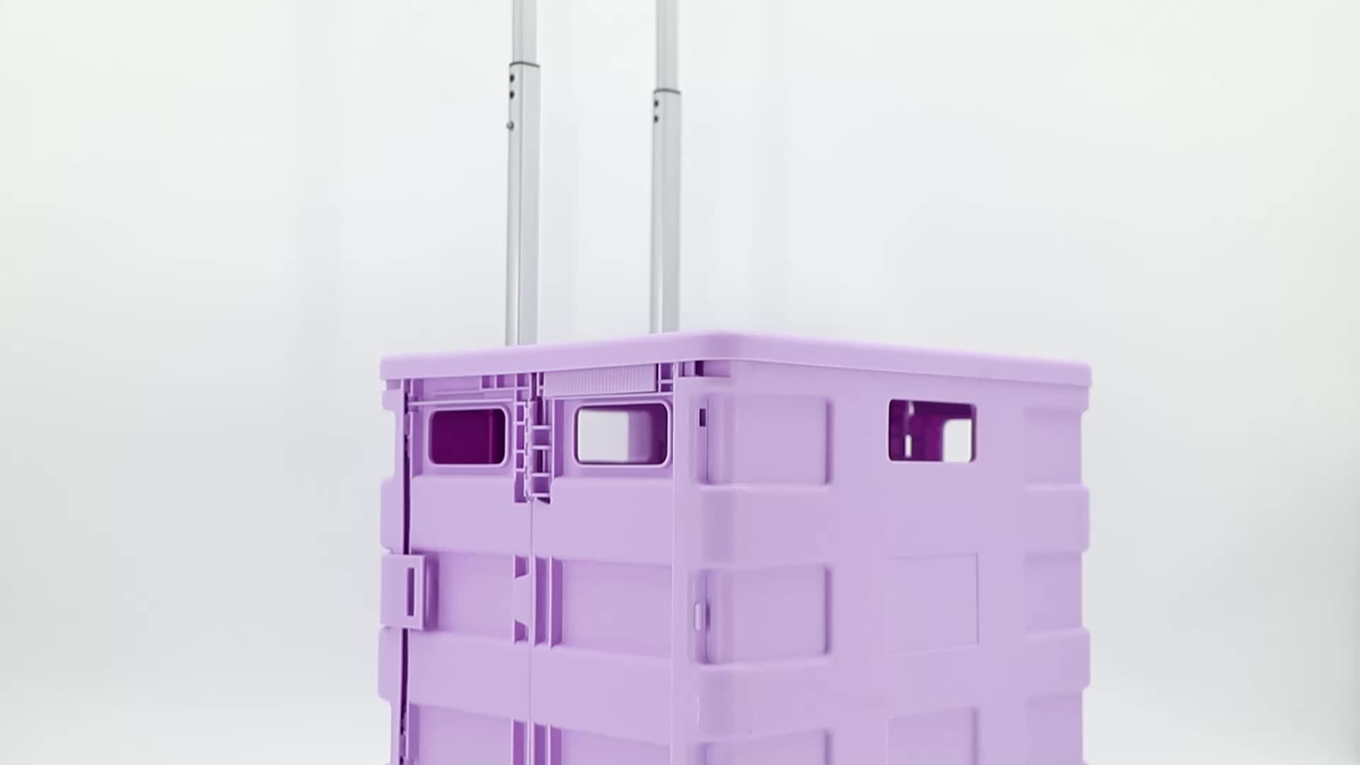 Foldable Utility Cart Collapsible Portable Crate Rolling Carts With