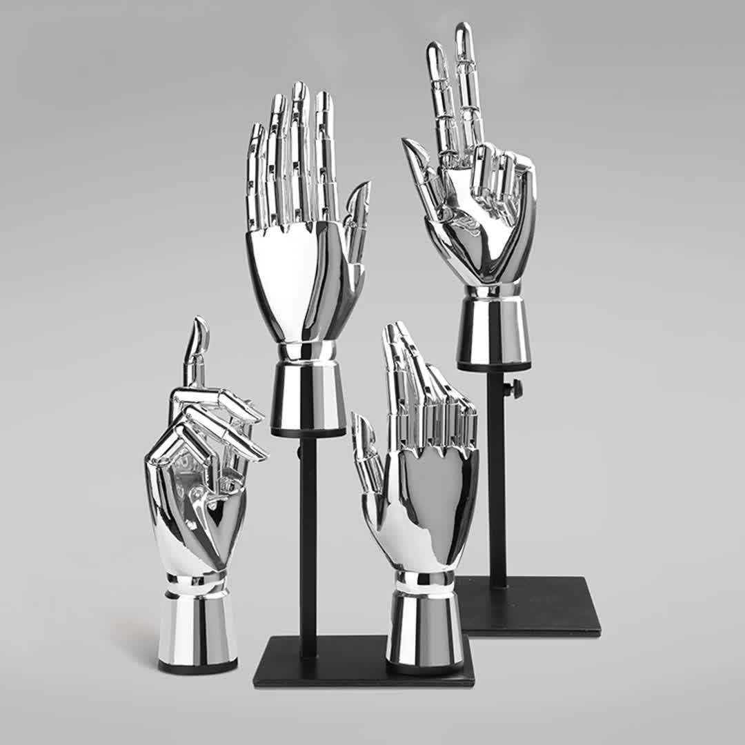 New Design Glove Jewelry Display Golden Silver Chrome Flexible