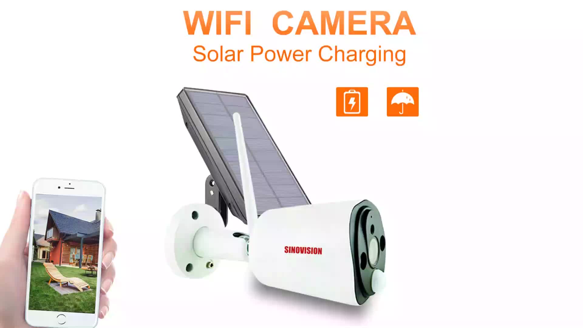 Sinovision 1080p Solar Panel Low Battery Outdoor Wifi Ip Camera Support
