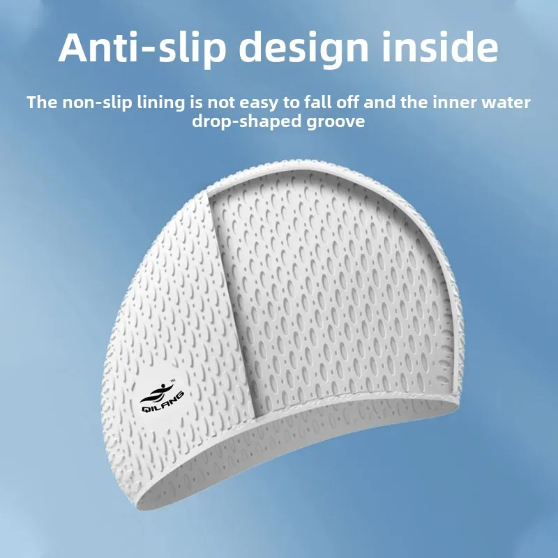 Swimming Cap Water Drop Cap Adult Long Hair Ear Protection Swimming Cap Unisex Silicone Cap Wholesale Export