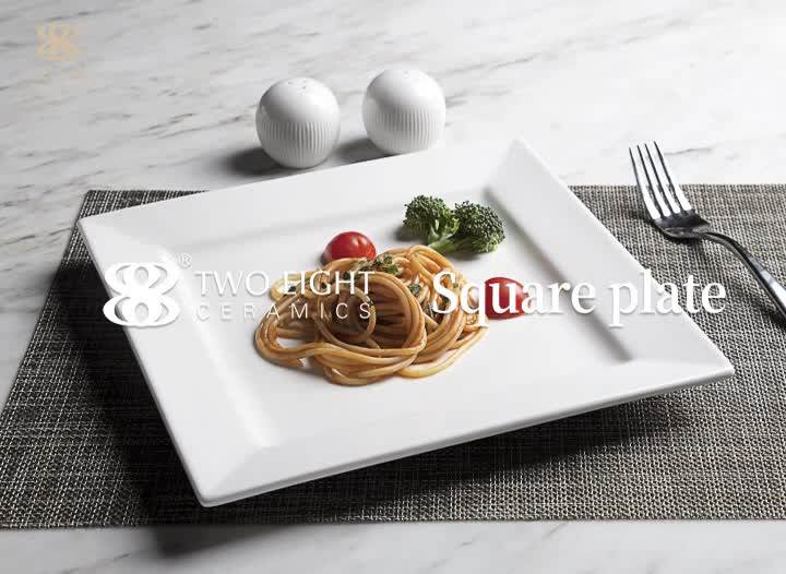 Restaurant Ceramic Plates Dishes,Restaurant Crockery Square Plate,White