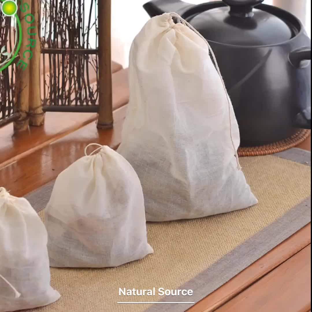20*25cm Recyclable Drawstring Tea Bag Empty Pure Cotton Gauze Spice Bag