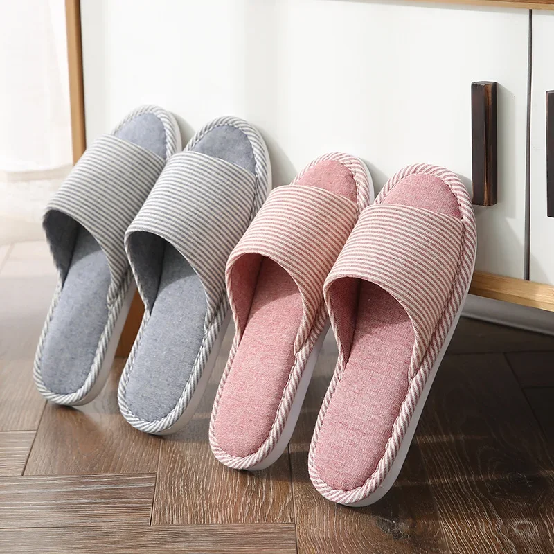 Slippers for Women and Men Home Indoor Non-slip Home Four Seasons Home Floor Cotton Linen Soft Bottom Spring and Summer Linen Slippers Wholesale