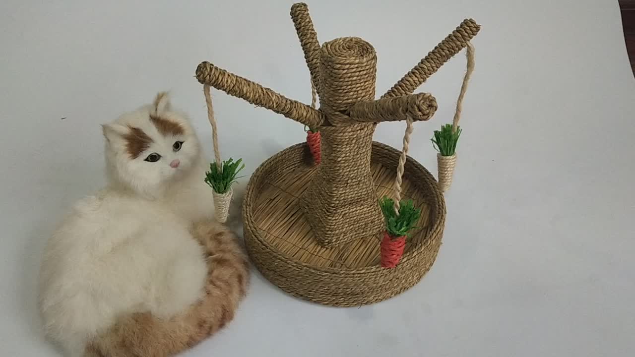 Sisal Woven Straw Cat Tree With Loofah Toy/pet Chew Toy Carrot Wooden Carrot Vegetable Toy Buy