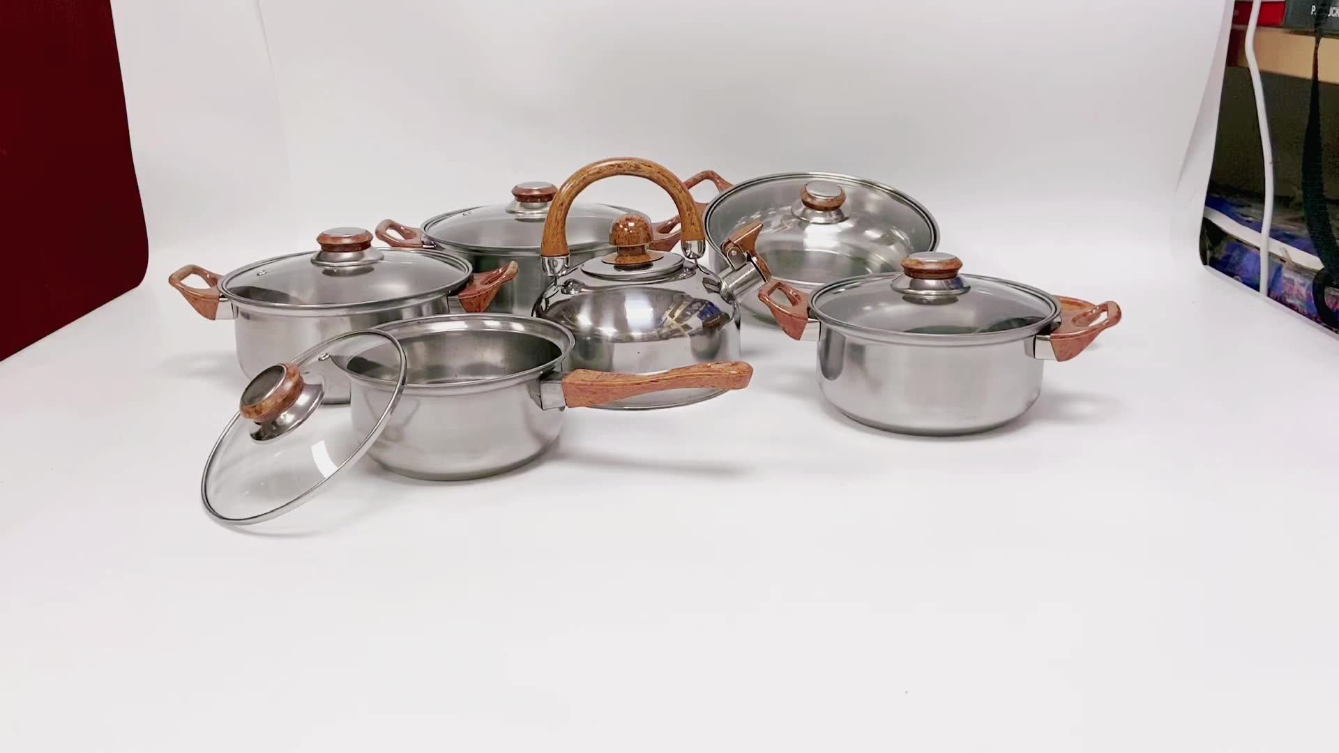 12 Pieces Wholesale Kitchen Ware Camping Stainless Steel Pots And Pans