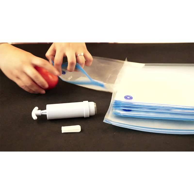 Bpa Free Food Saver Zipper Closed Vacuum Sealer Bag With Hand Pump