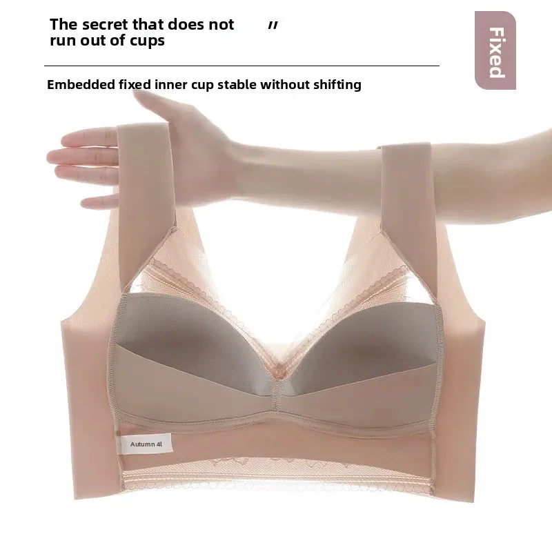 Live Explosions Sexy Lace plus size Beauty Back Fixed Cup Thin Push-up Traceless Underwear Women's Anti-sagging Bra