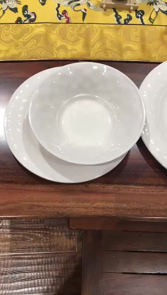Wholesale Melamine Tableware White Ceramic Hotel Used Dinner Plates