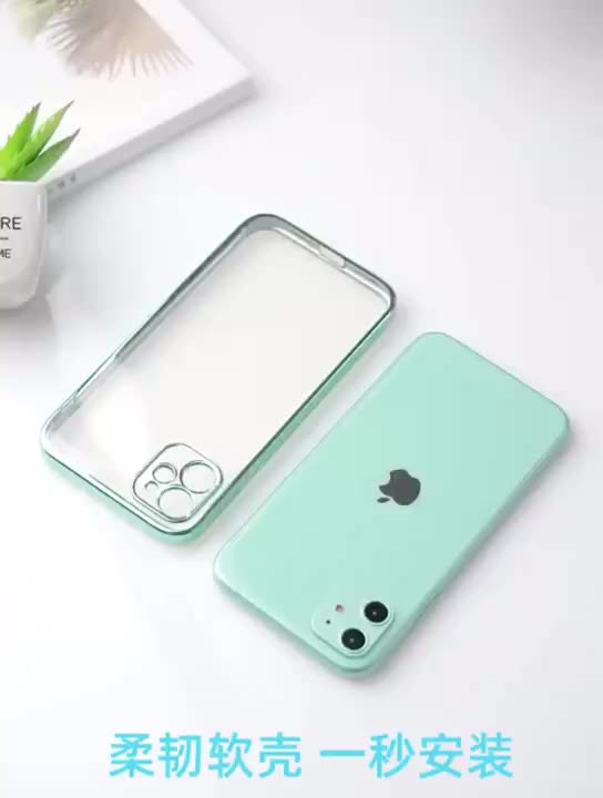 Clear Silicone Case With Straight Edge For Iphone 14 13 12 Pro Case For