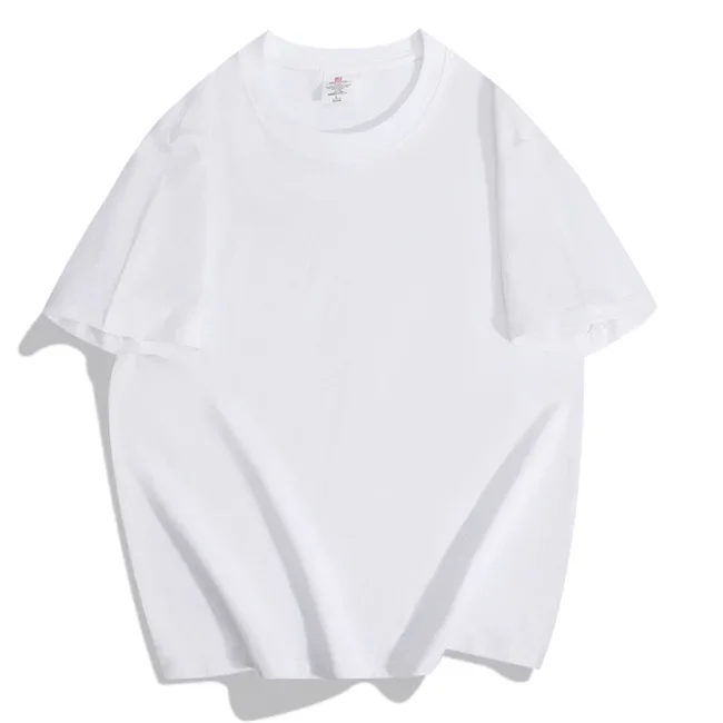 American Heavy Cotton Solid Color Short-sleeved T-shirt Men's and Women's Base Shirt White T-shirt Men's Trendy Black Top