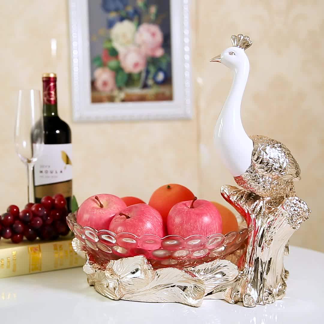 Wholesale Home Decor Table Statue Crafts Resin Animal Peacock Fruit