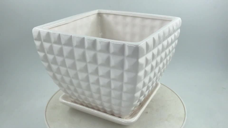 Square Planter Ceramic Pot Saucer Ceramic Planters Succulent Ceramic