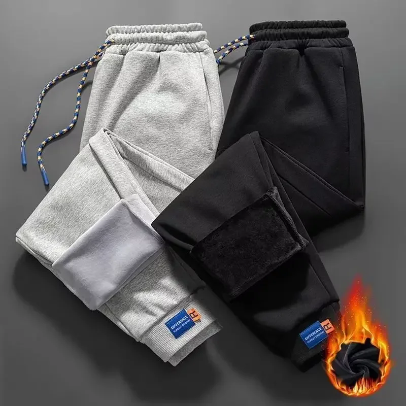 Cashmere Pants Men's Autumn and Winter Hong Kong-style Loosened plus size New Thickened Internet Celebrity Fashionable Casual Warm Pants