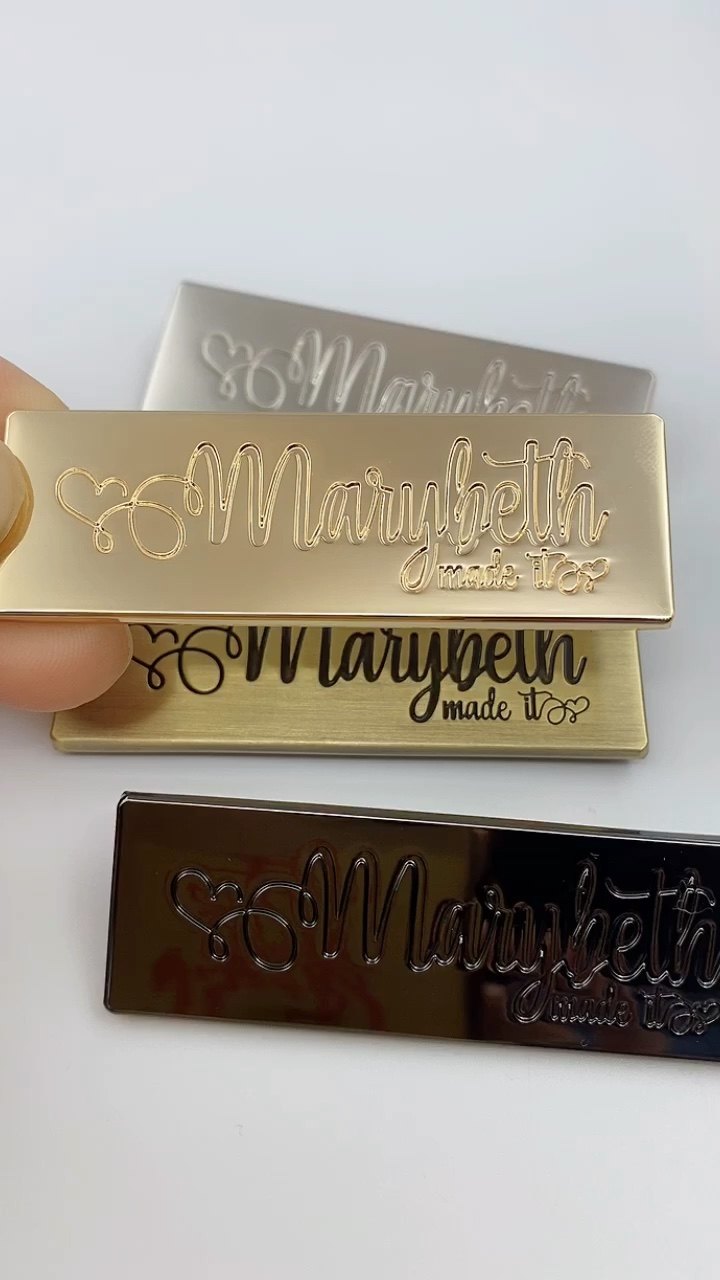 Embossed Custom Logo Handbag Name Plate Bags Tag Custom Brand Name Logo Hardware For Handbags