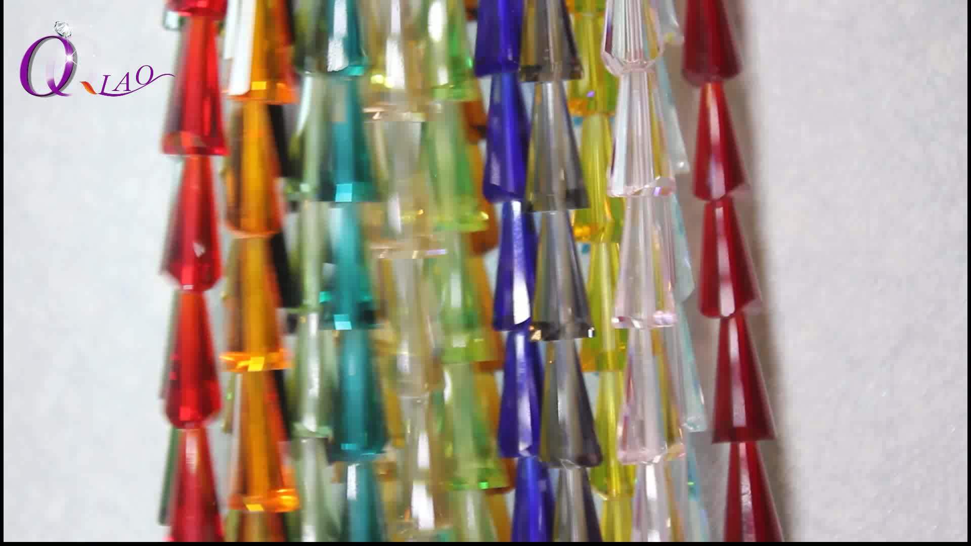 Pujiang Glass Beads Tower Shape Artemis Conical Crystal Red Bead