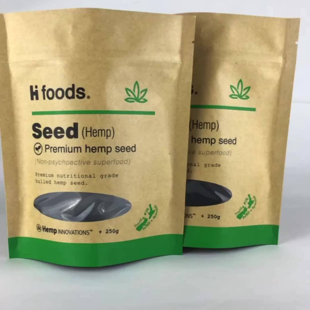 Hemp Food Package Seed Kraft Paper Bag With Clear Window Buy Bag With