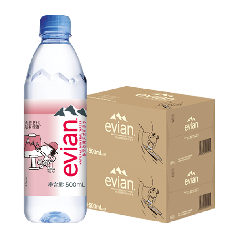 French import Evian Yiyun drinking natural mineral water pure water 500ml * 24 * 2 case high-end hard bottle version