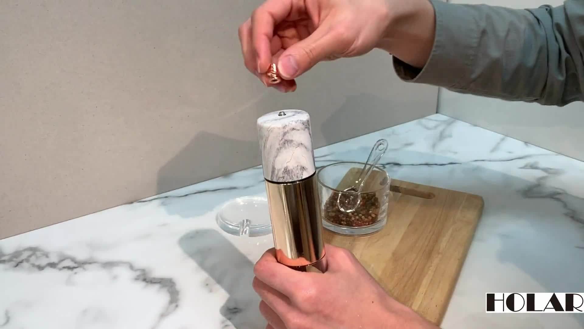 [holar] New 6 8 Inch Gold Marble Finish Stainless Steel Salt And Pepper