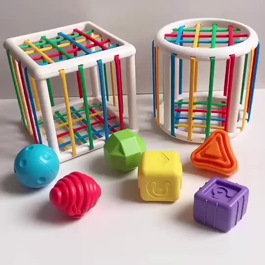 Sensory Sorting Bin With Elastic Bands,Bands Colorful Shapes Sorter