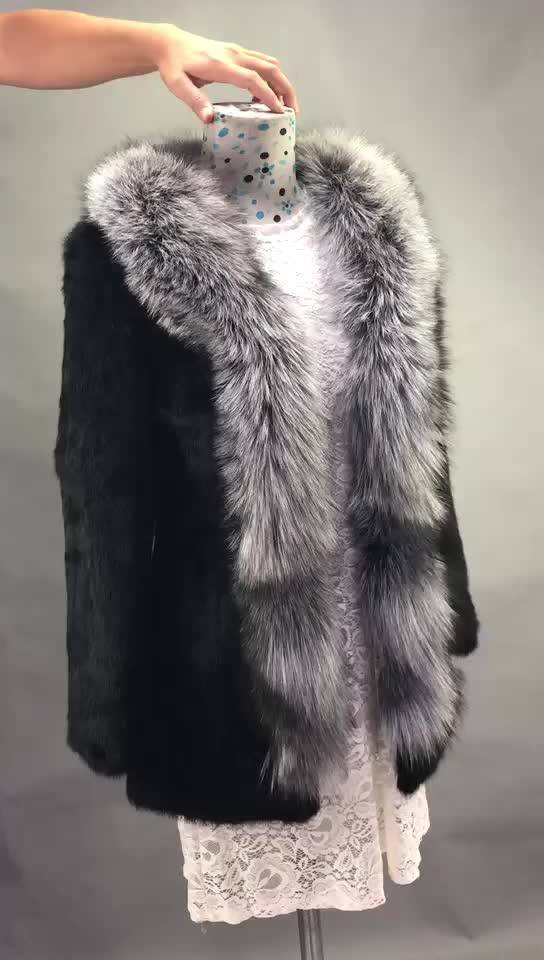Factory Direct Sale Women Genuine Rabbit Fur Jacket Ladies Fur Coat