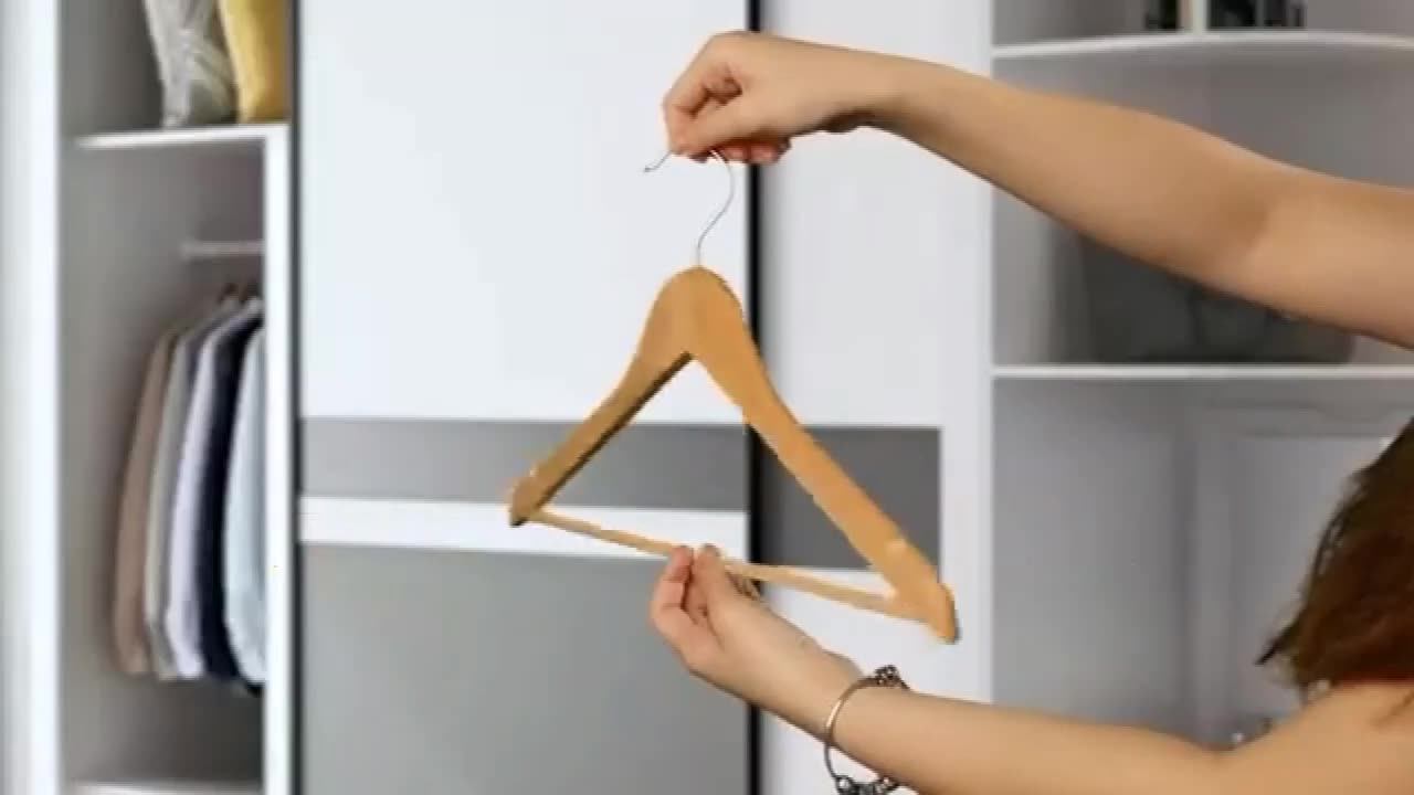 Wholesale Private Label Hanger Clothes Logo Custom Wooden Clothes