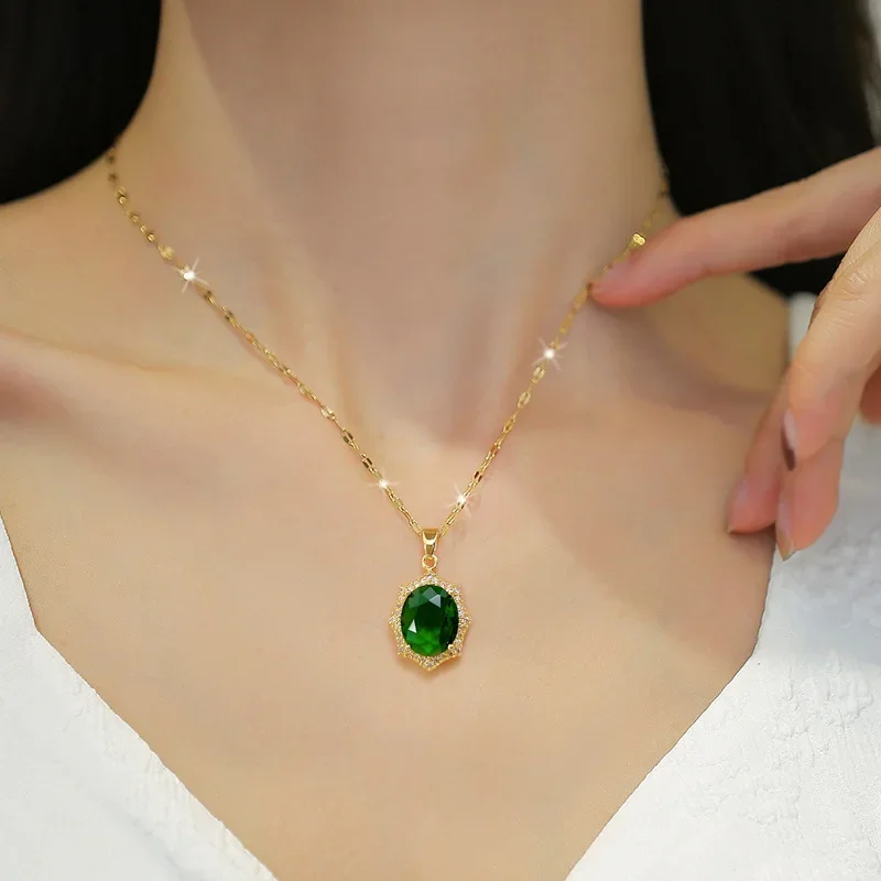 Серьги и колье из нержавеющей стали, набор, стиль легкой роскоши, микроинкрустировка