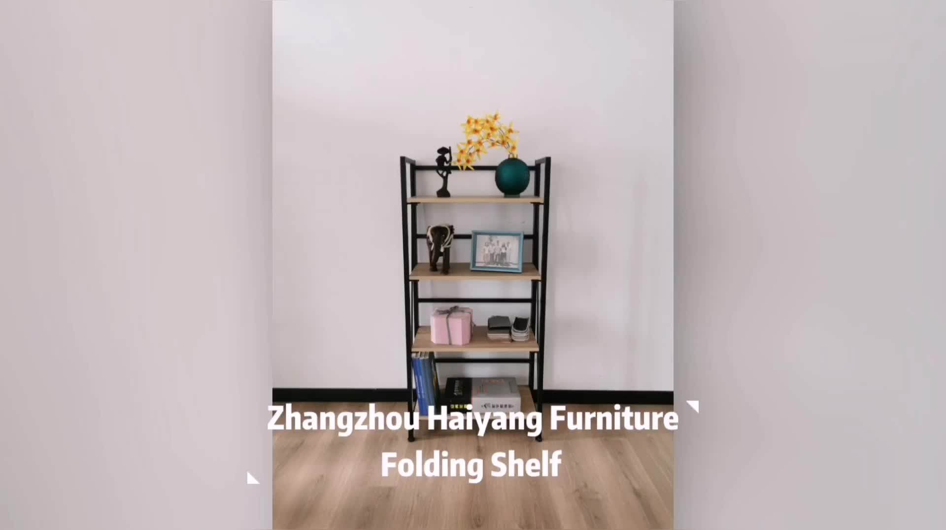 Metal Frame Closet Shelving Wood Shelving Folding Wood Display Shelf