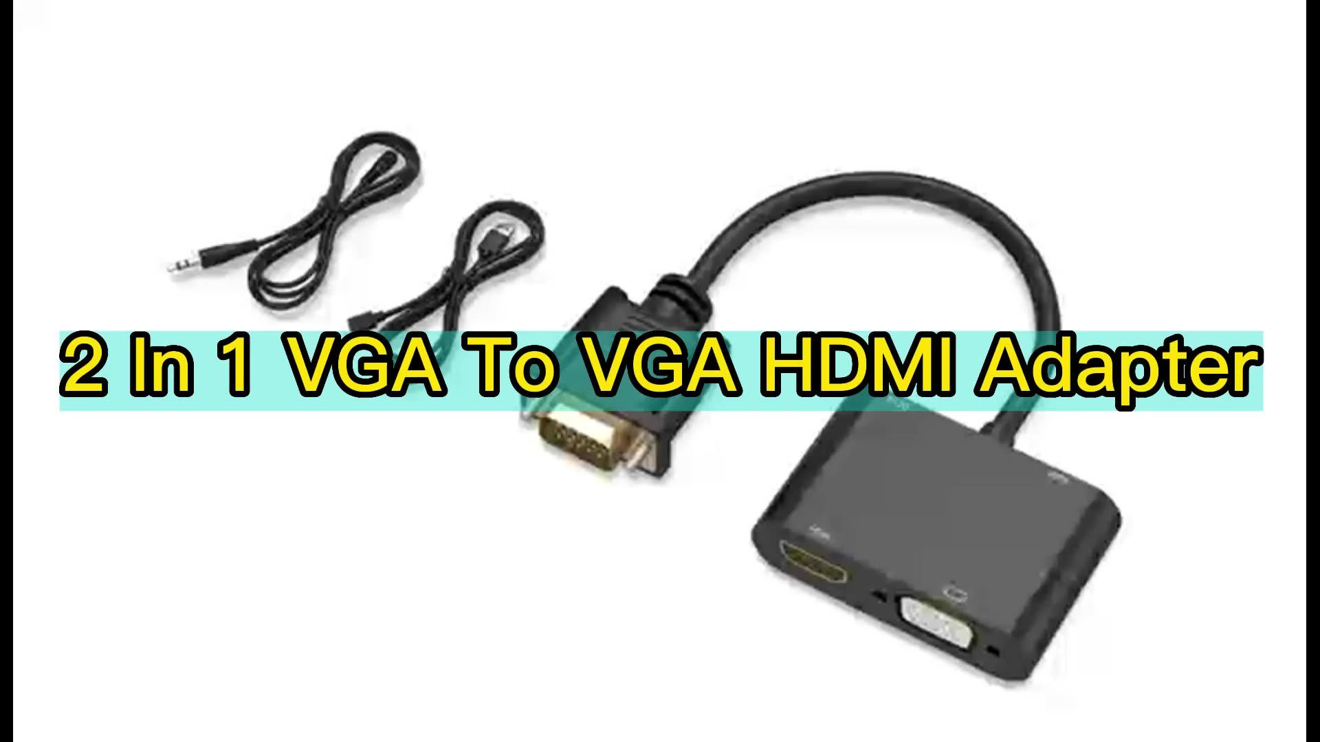 2 In 1 Vga To Hdmi Vga Cable Adapter Video Converter Splitter With 3