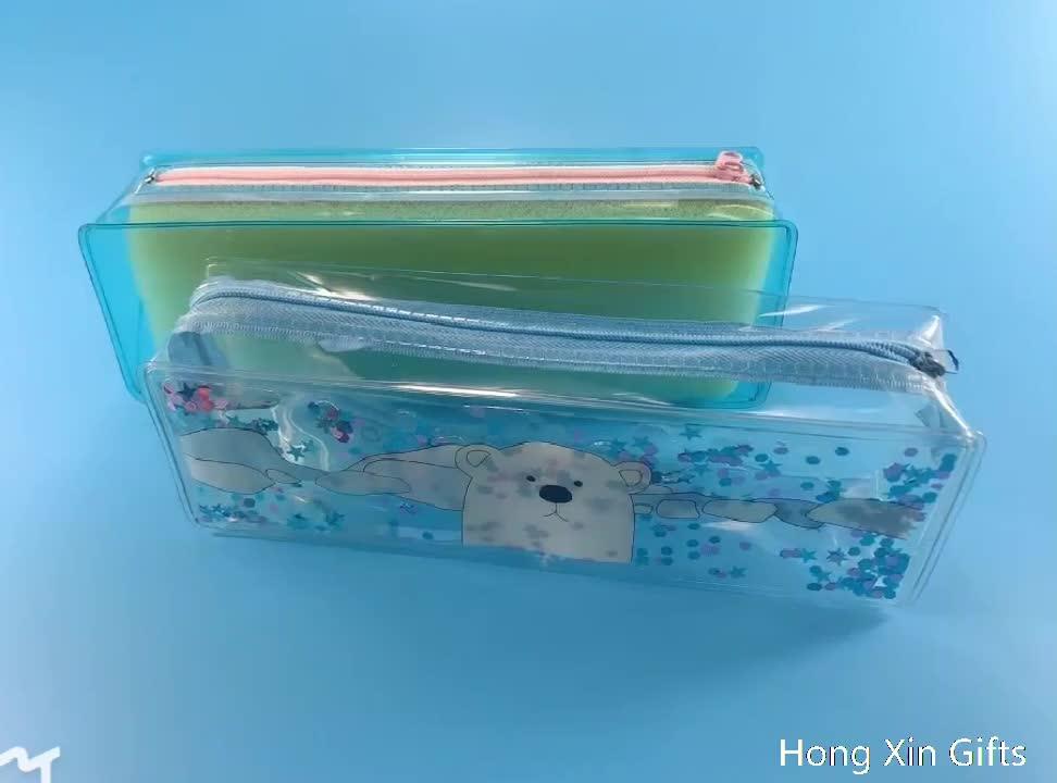 Customised Clear Pvc Liquid Filled Glitter Pencil Bag Case Buy