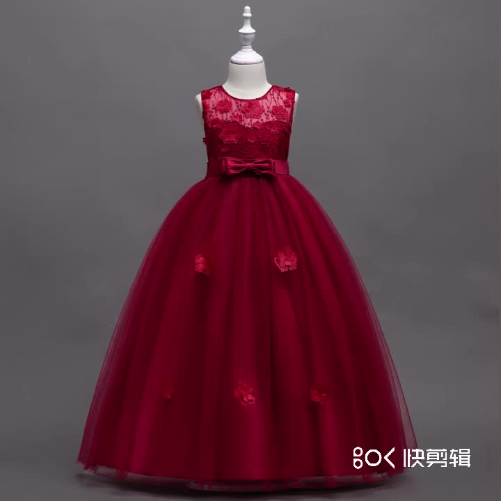 Red Girl New Year's Eve Dresses For 12 Years Old Threedimensional