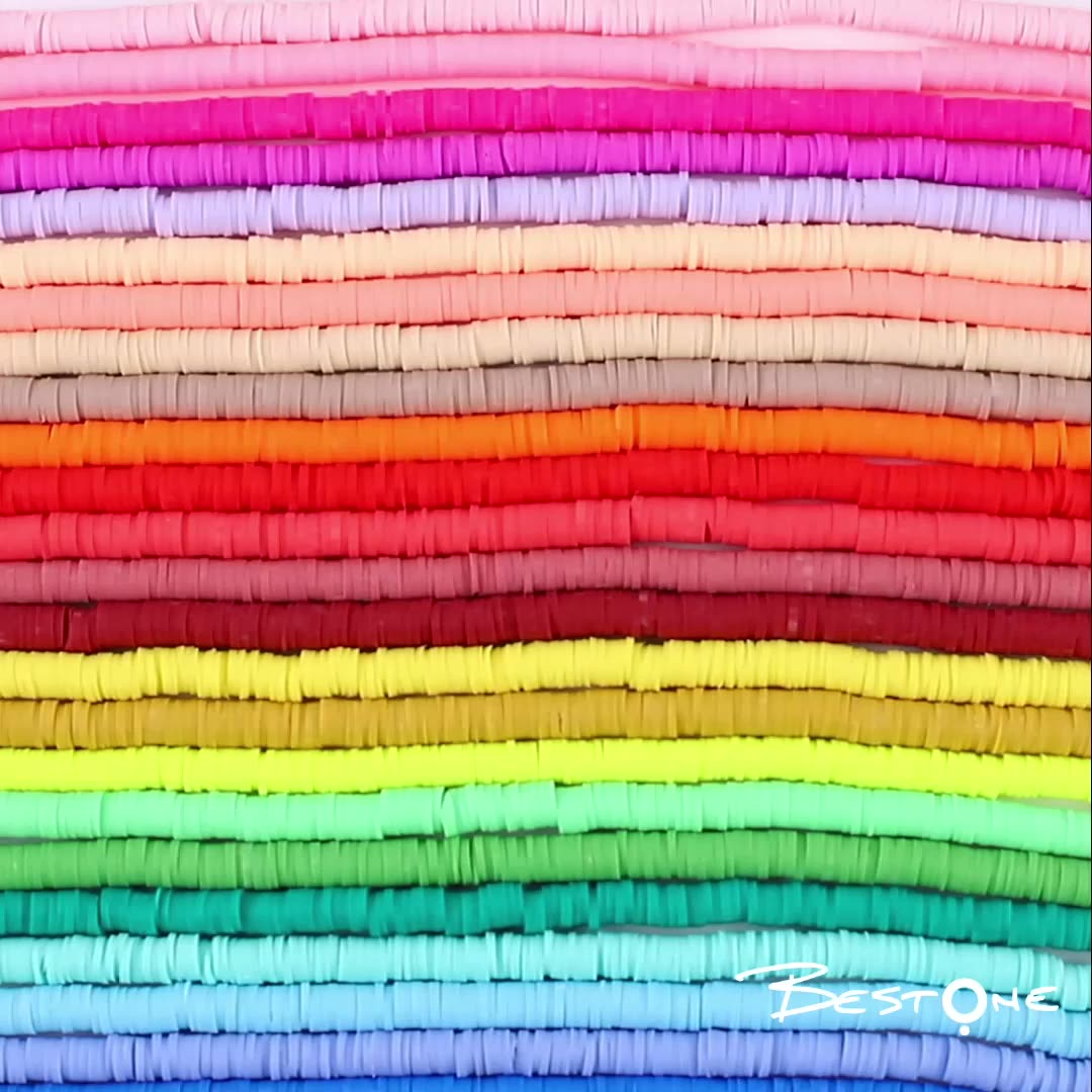Bestone Wholesale Rainbow Mix Polymer Clay Bracelet Beads Boho Heishi Polymer Clay Disc 6mm