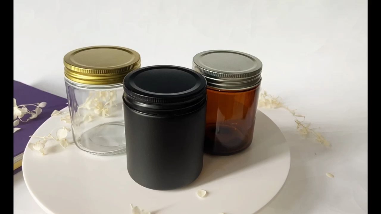 Lz Amber 8oz Candle Jars In Bulk Candle Container With Lid Custom Logo Label Matt Black Candle
