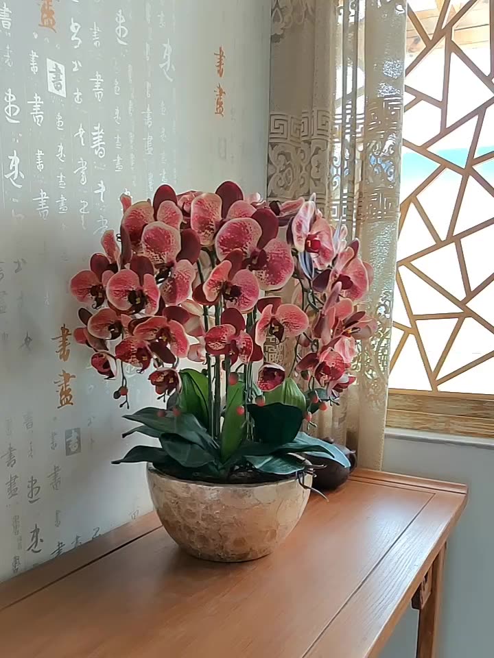 Hejia pu full feel Phalaenopsis simulation flower suit fake floral living room decoration fake flower pot plant purify the air