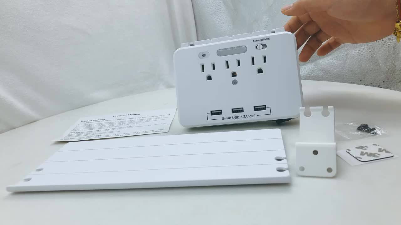 Multifunction Sensor Led Night Light 3 Electrical Outlet Extenders 6