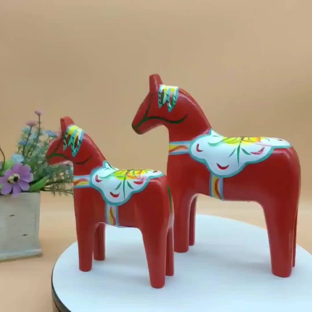 Nordic Style Wooden Red Horse Dala Wooden Horse Wedding Decoration