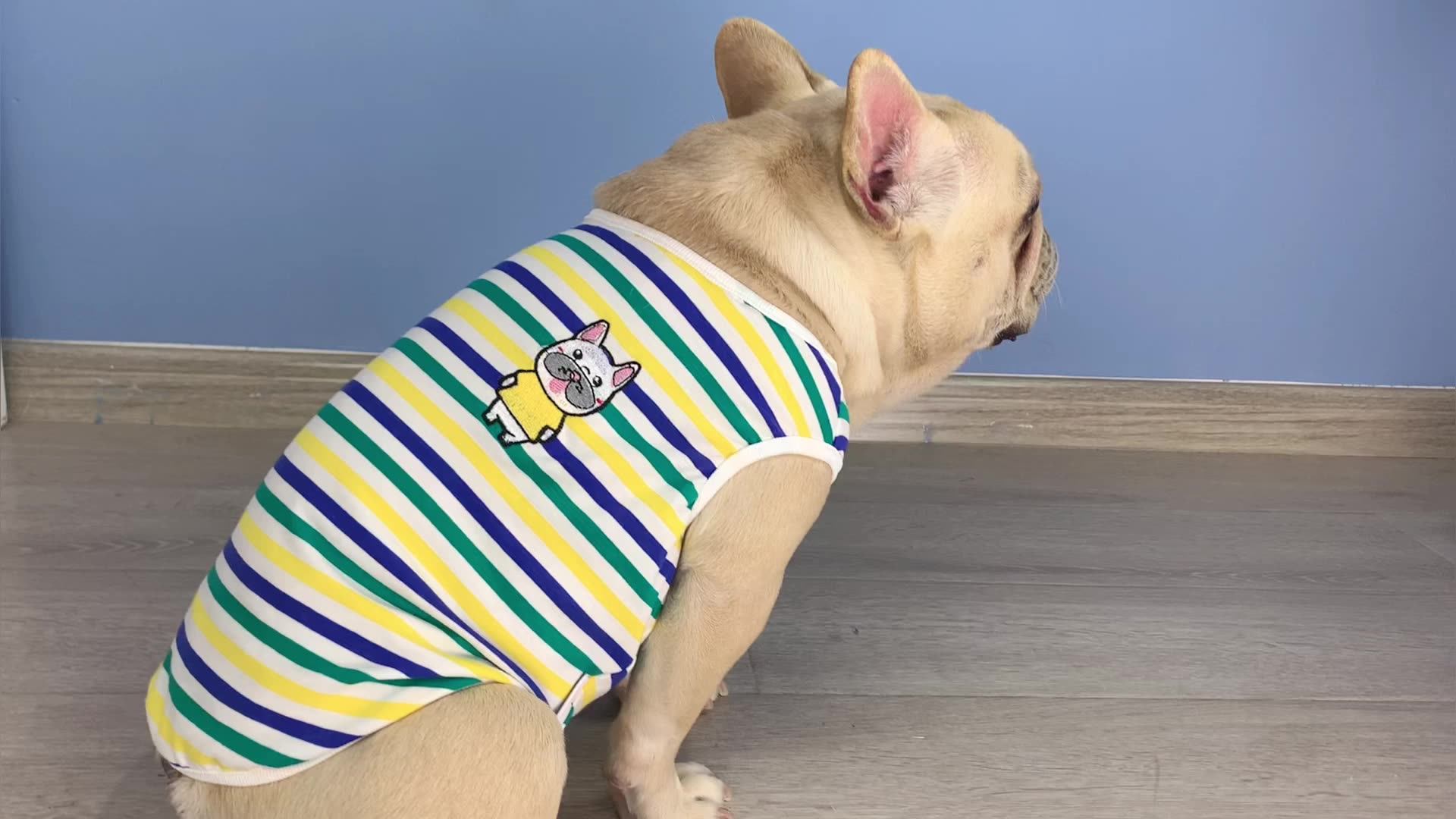 Pet Dog Bulldog Striped Shirt Sleeveless,Pitbull Striped Tank Top,Oem