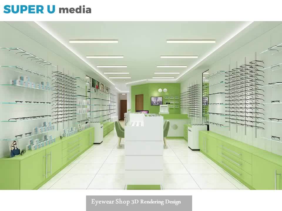 Eyeglasses Shop Wooden Exclusive Optical Display Shelf With Led