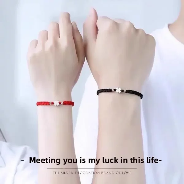 Students lucky four-leaf clover ashore college entrance examination woven hand rope diy simple couple bracelet female best friend this year