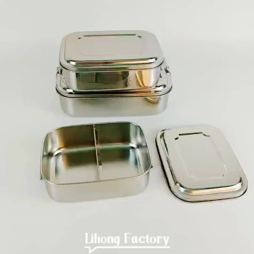 Wholesale Metal Tin Stainless Steel Lunch Box With 2 Compartment Bento