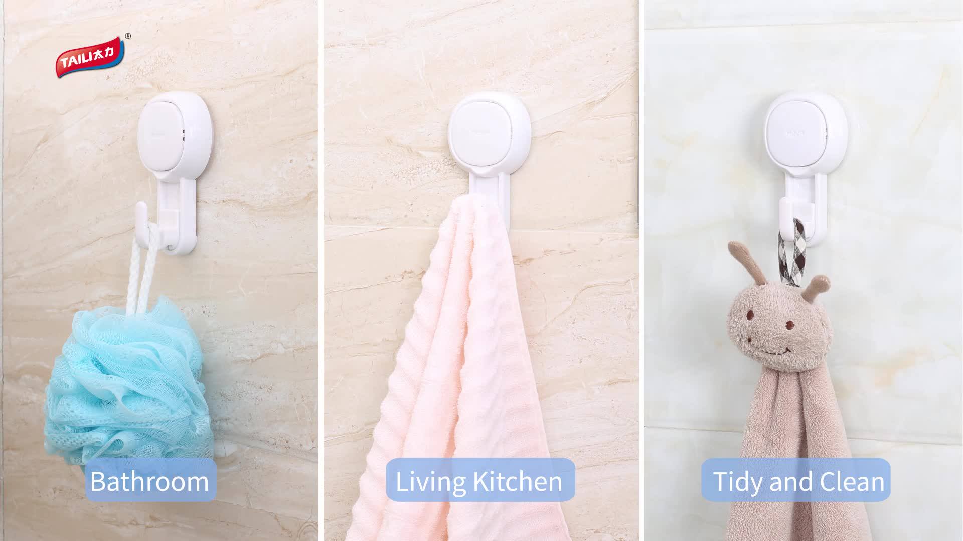 Plastic Heavy Duty Bathroom Suction Hanger Clothes Hooks With Strong ...