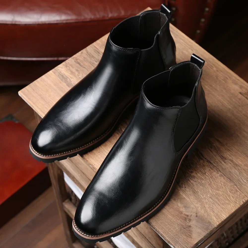 New Men's slip-on casual Chelsea boots Korean fashion short boots men's cross-border foreign trade plus size men's shoes boots
