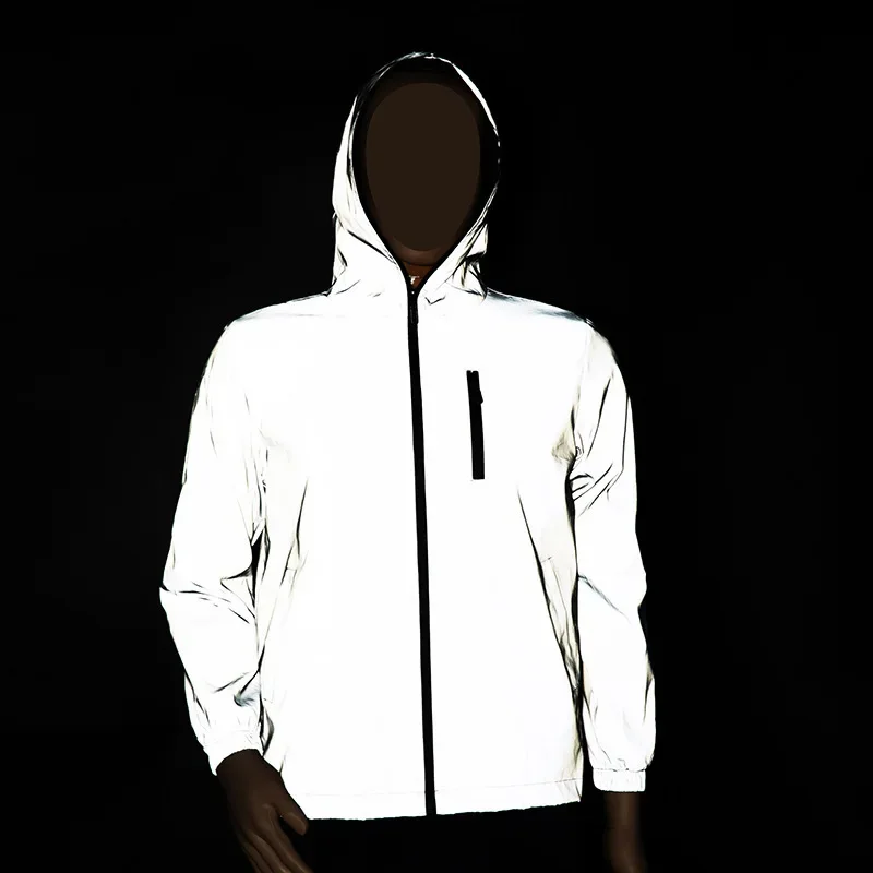 Light men's workwear reflective hooded zipper trendy windbreaker…