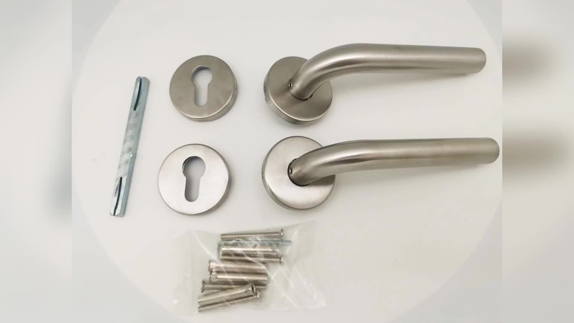 Euro Style Hollow Residential Door Handle Hardware Stainless Steel 304