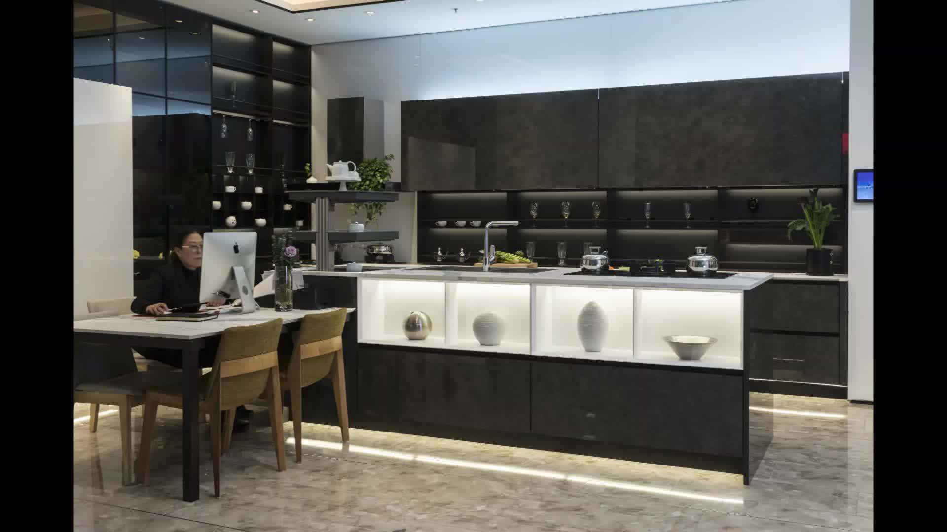 Superbly Luxury High Gloss Black Functional Smart Italian