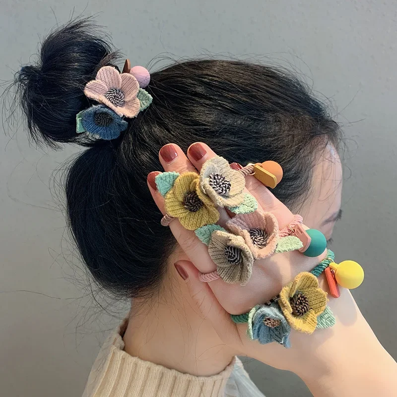 Hair rope, fashionable elastic hair accessory for adults, flowered, internet celebrity