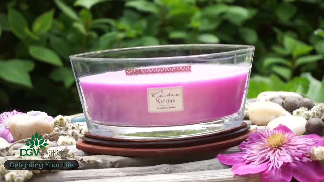 Luxury Woodwick Aromatherapy Candles /unique Oval Boat Glass Candles Woodwick Candle Jar With