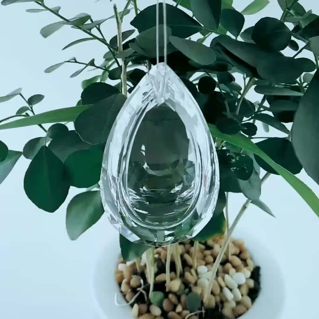 76mm Double Raindrop Glass Pendants Prism Ornament Hanging Xams