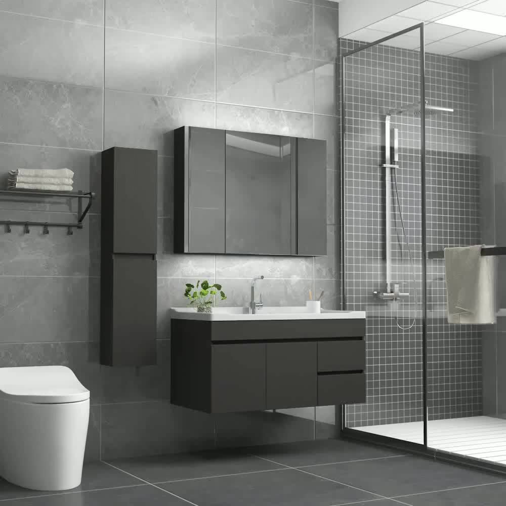 100cm Modern Luxury Stone Bathroom Vanity Set Bathroom Vanities Combo