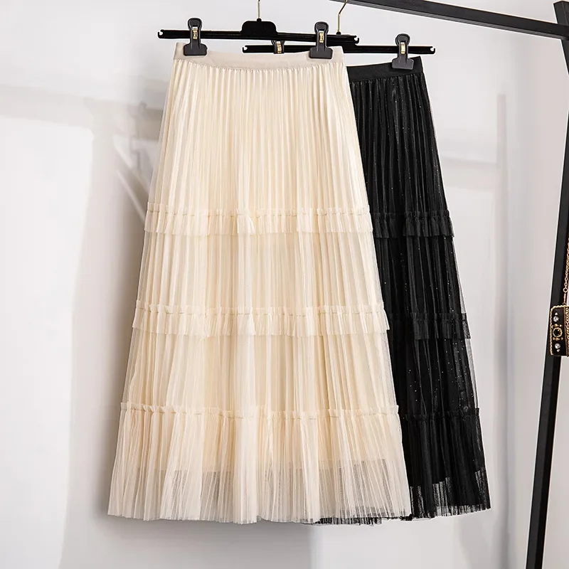 200/300kg plus size women's chubby girl loose plus fat plus large size new fashion pleated skirt 350kg