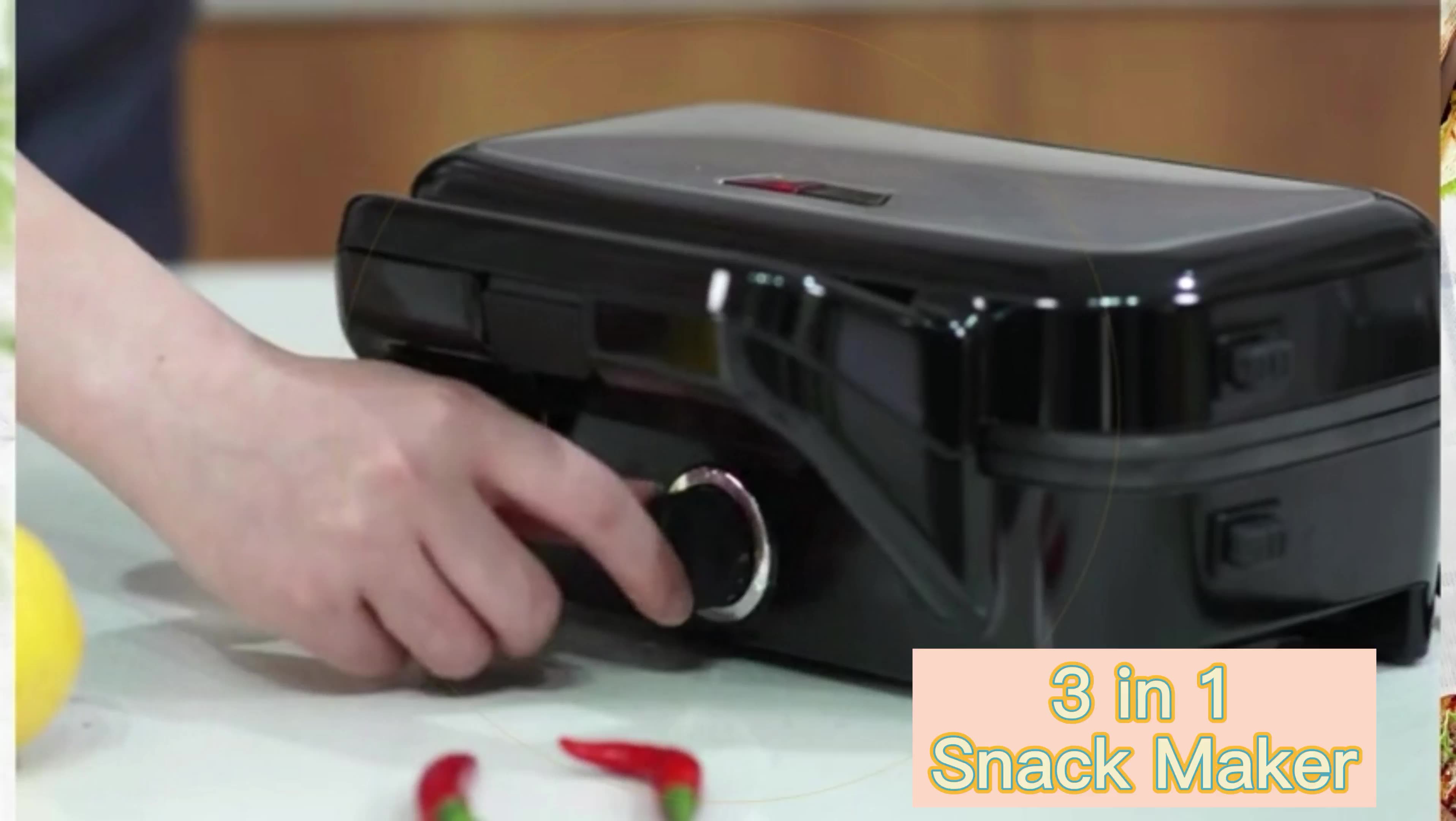 3 In 1 Family Sandwich Toaster 4 Slice Waffle Maker Panini Press Deep